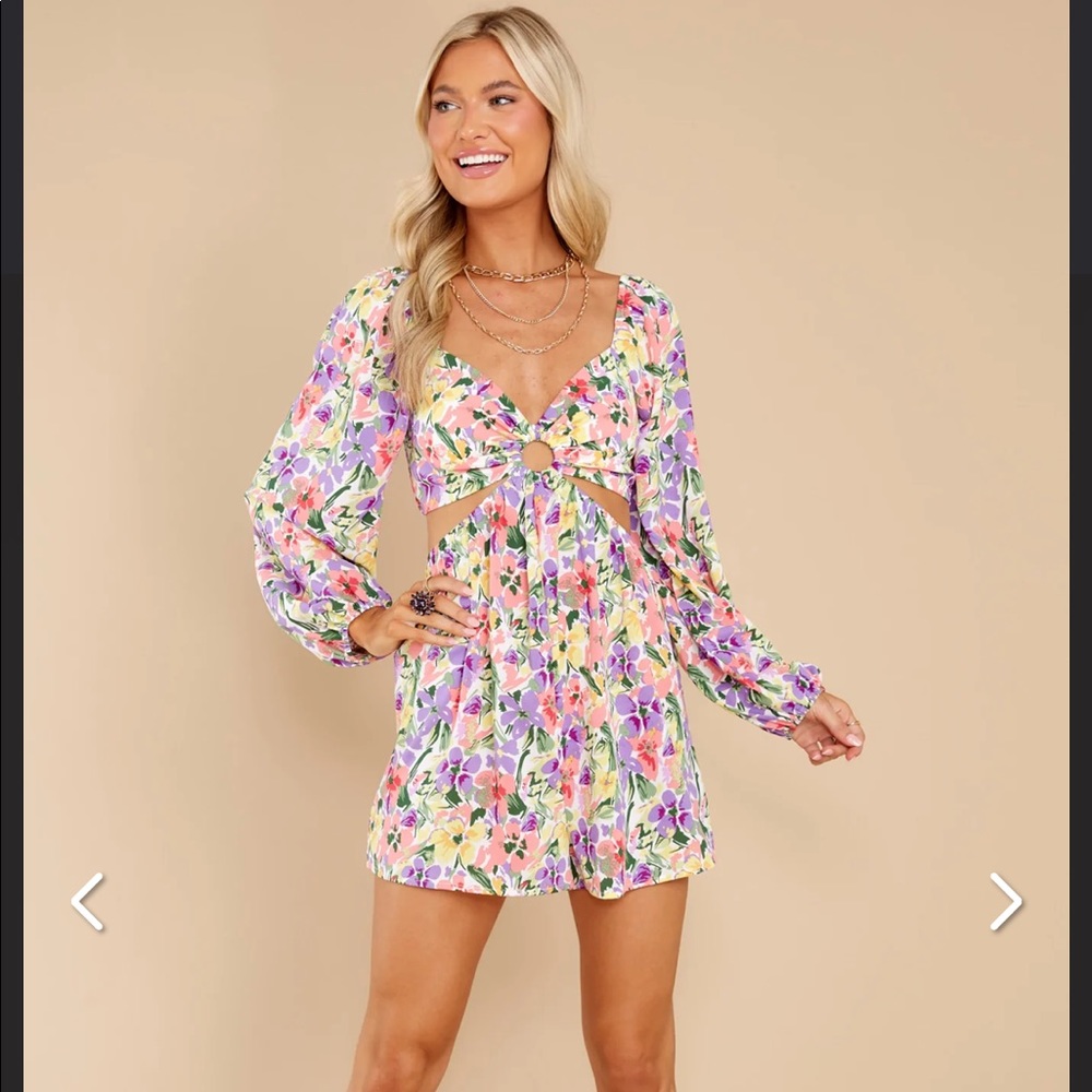 Unforgettable Beauty Purple Multi Floral Print Romper